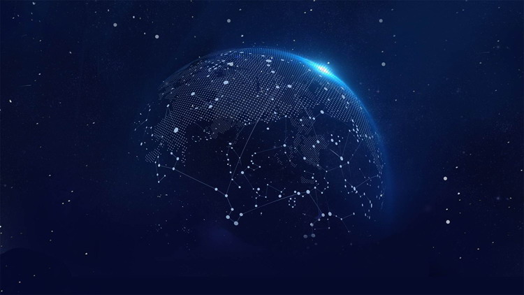 科技感蓝色点线星球PPT背景图片精选